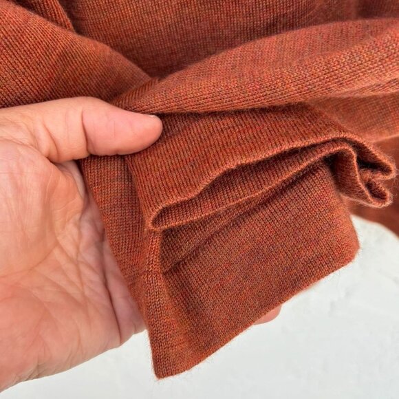 Mario Gilbert Mens  1/4 Zip Turtleneck Sweater Rust Size Large 💯 merino - Picture 10 of 11